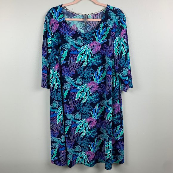 Honeyme | Tops | Honeyme Curvy Ocean Print Tunic Dress Size Xxl | Poshmark